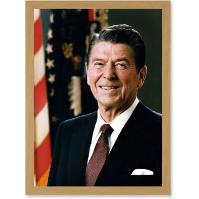 Artery8 - Ronald Reagan Portrait - Light oak - A4 - Framed Wall Art Artery8 - Ronald Reagan Portrait - Light oak - A4 - Framed Wall Art