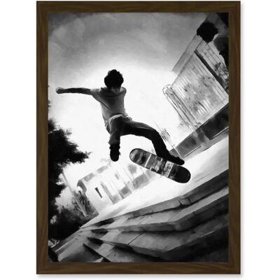 Artery8 - Skateboarder Trick - Black - Wall Art Print Artery8 - Skateboarder Trick - Black - Wall Art Print