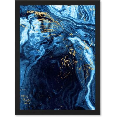 Artery8 - Abstract Dark Blue Gold Flow Watercolour - Dark Blue / Gold - A4 - Framed - Wall Art Artery8 - Abstract Dark Blue Gold Flow Watercolour - Dark Blue / Gold - A4 - Framed - Wall Art