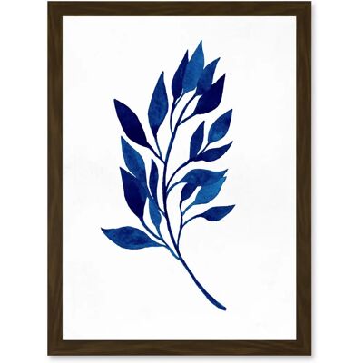 Artery8 - Navy Blue Watercolour Leaves - Framed Artery8 - Navy Blue Watercolour Leaves - Framed