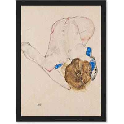 Artery8 - Egon Schiele Model - Blue Stockings - A4 - Framed Wall Art Artery8 - Egon Schiele Model - Blue Stockings - A4 - Framed Wall Art
