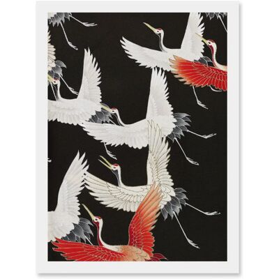 Artery8 - Japan Crane Kimono Pattern Artwork - A4 Artery8 - Japan Crane Kimono Pattern Artwork - A4