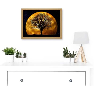 Artery8 - Moon Star Tree - A4 Light Oak - Framed - Wall Art Artery8 - Moon Star Tree - A4 Light Oak - Framed - Wall Art