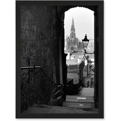 Artery8 - Cityscape Edinburgh Royal Mile Lane - Black - Art Artery8 - Cityscape Edinburgh Royal Mile Lane - Black - Art