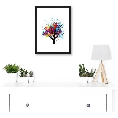 Artery8 - Paint Splat Abstract Tree Rainbow - A4 - Framed - Wall Art Artery8 - Paint Splat Abstract Tree Rainbow - A4 - Framed - Wall Art