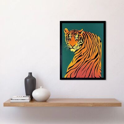 Artery8 - Tiger Portrait - Teal - Orange - Framed Art Print Artery8 - Tiger Portrait - Teal - Orange - Framed Art Print