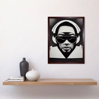 Artery8 - Hip Hop Black Artist DJ Monochrome - Art Print Artery8 - Hip Hop Black Artist DJ Monochrome - Art Print
