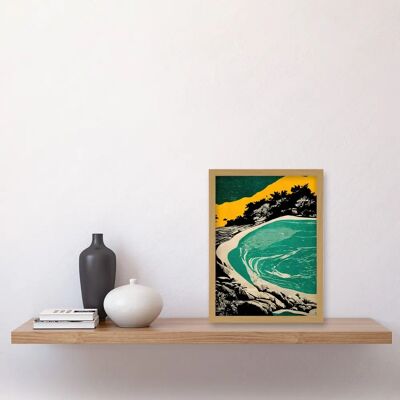 Artery8 Beach Lagoon Abstract Marbled Seascape - Framed Wall Art Print - A4 - Light Oak Artery8 Beach Lagoon Abstract Marbled Seascape - Framed Wall Art Print - A4 - Light Oak