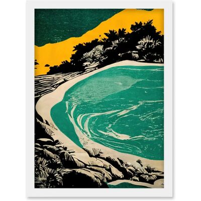 Artery8 - Beach Lagoon Abstract - Mustard Teal - Art Print Artery8 - Beach Lagoon Abstract - Mustard Teal - Art Print