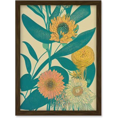 Artery8 - Marigold Daisy - Turquoise - Wall Art Print Artery8 - Marigold Daisy - Turquoise - Wall Art Print