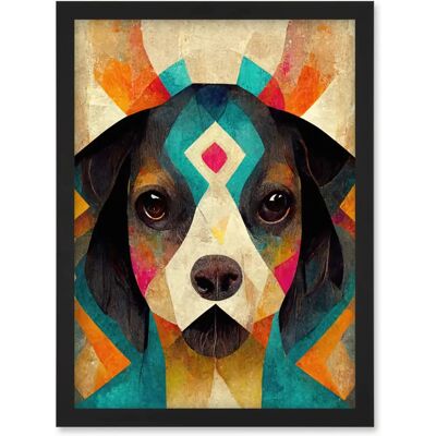Artery8 - QuirkyBohoShamanDog - Black - A4 - Wall Art Artery8 - QuirkyBohoShamanDog - Black - A4 - Wall Art