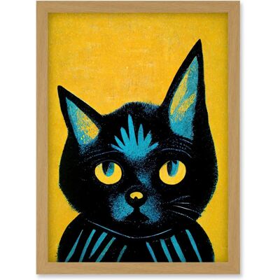 Artery8 - Quirky Bold Black Cat - A4 - Wall Art Print Artery8 - Quirky Bold Black Cat - A4 - Wall Art Print