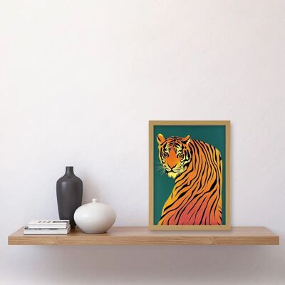 Artery8 - Tiger Portrait - Teal - Orange - Framed Wall Art Print Artery8 - Tiger Portrait - Teal - Orange - Framed Wall Art Print