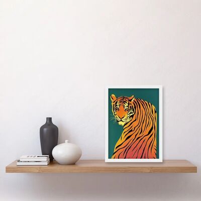 Artery8 - Modern Tiger Portrait on Teal Orange Bold Artwork Framed Wall Art Print A4 - Wall Art Print Artery8 - Modern Tiger Portrait on Teal Orange Bold Artwork Framed Wall Art Print A4 - Wall Art Print