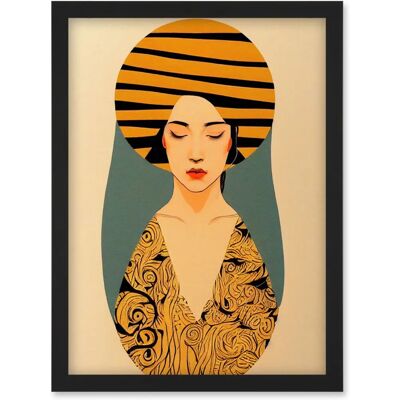 Artery8 - Retro Woman Bohemian Art Nouveau - Framed - Wall Art Print Artery8 - Retro Woman Bohemian Art Nouveau - Framed - Wall Art Print