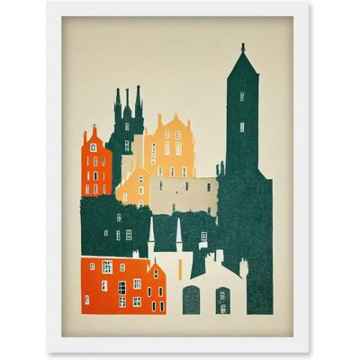 Artery8 - Edinburgh Old Town Retro Street Illustration - A4 - Wall art print Artery8 - Edinburgh Old Town Retro Street Illustration - A4 - Wall art print