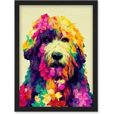 Artery8 - Labradoodle Portrait - Floral - Abstract - Wall Art Artery8 - Labradoodle Portrait - Floral - Abstract - Wall Art