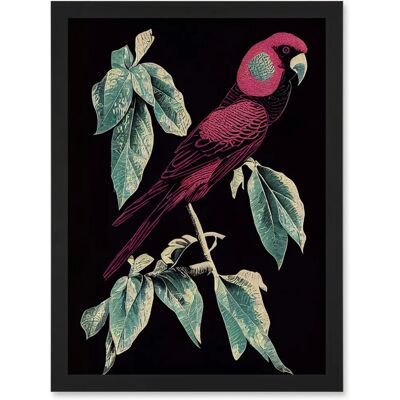 Artery8 - Burgundy Parakeet - Framed - A4 - Wall Art Print Artery8 - Burgundy Parakeet - Framed - A4 - Wall Art Print
