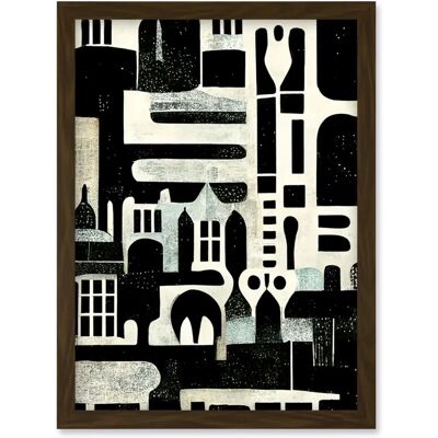 Artery8 - BoldMonochrome - Black White Cream Grey - A4 - Framed Wall Art Artery8 - BoldMonochrome - Black White Cream Grey - A4 - Framed Wall Art