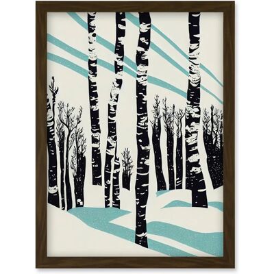 Artery8 - Birch Forest Winter - Mono Teal - Framed - Art Artery8 - Birch Forest Winter - Mono Teal - Framed - Art