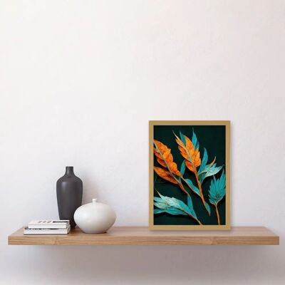 Artery8 - Dried Leaves on Black - Teal - A4 - Wall Art Print Artery8 - Dried Leaves on Black - Teal - A4 - Wall Art Print