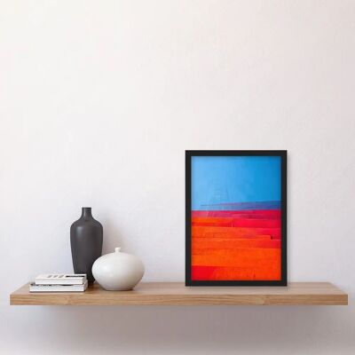 Artery8 - Abstract Minimalist Steps - Blue Purple Pink Orange Red - A4 Framed Print Artery8 - Abstract Minimalist Steps - Blue Purple Pink Orange Red - A4 Framed Print
