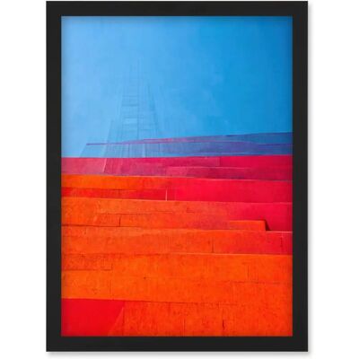 Artery8 - Abstract Minimalist Steps - Blue Purple Pink Orange Red - A4 Framed Print Artery8 - Abstract Minimalist Steps - Blue Purple Pink Orange Red - A4 Framed Print