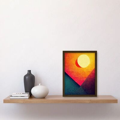 Artery8 - Abstract Geometric Retro Eclipse Moon Sun - Multicolor A4 Framed - Art Print Artery8 - Abstract Geometric Retro Eclipse Moon Sun - Multicolor A4 Framed - Art Print