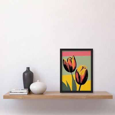 Artery8 - Tulip Blooms Silkscreen - Dusky Pink - Framed Print Artery8 - Tulip Blooms Silkscreen - Dusky Pink - Framed Print
