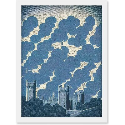 Artery8 Windsor Castle Blue Lithograph - Blue - A4 - Framed - Art Print Artery8 Windsor Castle Blue Lithograph - Blue - A4 - Framed - Art Print