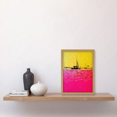 Artery8 - Seaside Port Colour Block - Yellow - Wall Art Artery8 - Seaside Port Colour Block - Yellow - Wall Art