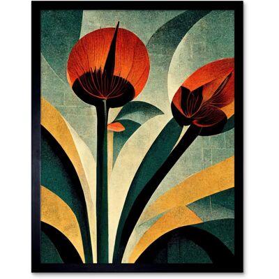 Artery8 - Single Art Deco Flower - Coral - 12x16 inch - Art Print Artery8 - Single Art Deco Flower - Coral - 12x16 inch - Art Print
