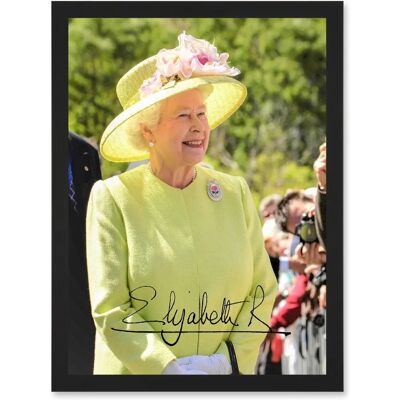 Artery8 - The Queen In Yellow Elizabeth II Signature Photo Artwork - Framed Wall Art Artery8 - The Queen In Yellow Elizabeth II Signature Photo Artwork - Framed Wall Art