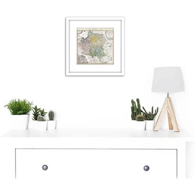 Artery8 - Map Antique 1750 Homann Poland - White - Wall Art Artery8 - Map Antique 1750 Homann Poland - White - Wall Art