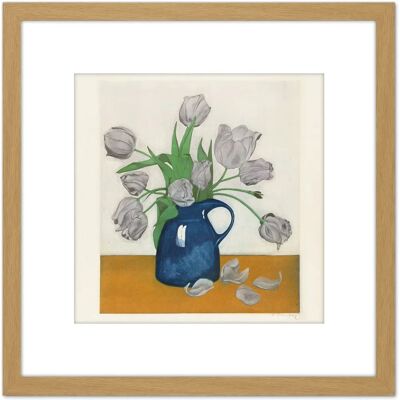 Artery8 - Everbag Tulip Flowers Jug Etching 8x8 Inch - Wall Art Artery8 - Everbag Tulip Flowers Jug Etching 8x8 Inch - Wall Art