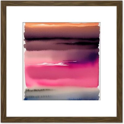 Artery8 - Sunset Lake Watercolour - Wooden Framed - Wall Art Print Artery8 - Sunset Lake Watercolour - Wooden Framed - Wall Art Print