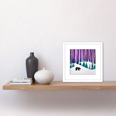 Artery8 - Black Bear In A Colourful Arctic Winter Forest Lonely - White Artery8 - Black Bear In A Colourful Arctic Winter Forest Lonely - White