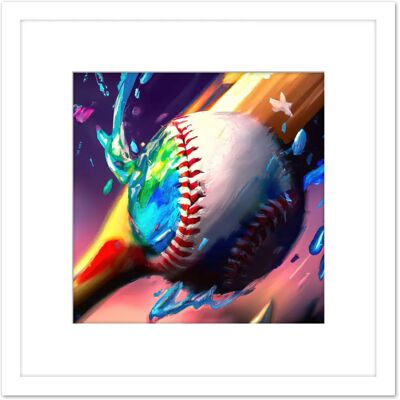 Artery8 - Baseball Bat Hitting Ball - Multicoloured - Wall Art Artery8 - Baseball Bat Hitting Ball - Multicoloured - Wall Art
