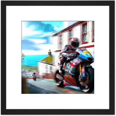 Artery8 - Isle of Man TT - Black - 8x8 Inch - Framed Wall Art Artery8 - Isle of Man TT - Black - 8x8 Inch - Framed Wall Art