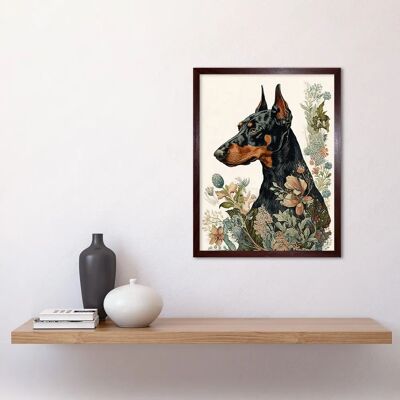 Artery8 - Doberman - Wild Flowers - Brown - Art Print Artery8 - Doberman - Wild Flowers - Brown - Art Print