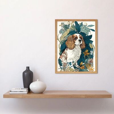 Artery8 - King Charles Spaniel Leafy Plants - 12x16 inch Artery8 - King Charles Spaniel Leafy Plants - 12x16 inch