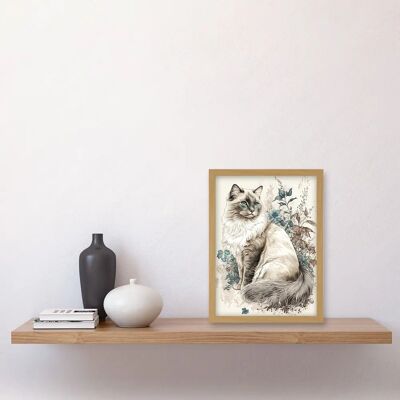 Artery8 - Blue Point Ragdoll Cat - Watercolour - Framed Art Artery8 - Blue Point Ragdoll Cat - Watercolour - Framed Art