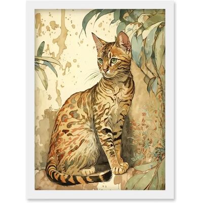 Artery8 - Marble Bengal Cat - Framed Wall Art Print Artery8 - Marble Bengal Cat - Framed Wall Art Print