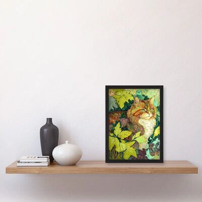Artery8 - Ginger Cat Hiding in Bush Tree - Framed Wall Art Artery8 - Ginger Cat Hiding in Bush Tree - Framed Wall Art