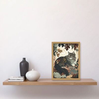 Artery8 - Norwegian Forest Cat - Resting - Light Oak - Wall Art Artery8 - Norwegian Forest Cat - Resting - Light Oak - Wall Art