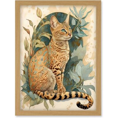 Artery8 - Ocicat Cat - Teal Rosette - Wall Art Print Artery8 - Ocicat Cat - Teal Rosette - Wall Art Print