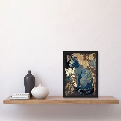 Artery8 - Russian Blue Cat - Autumn Plants - Wall Art Artery8 - Russian Blue Cat - Autumn Plants - Wall Art