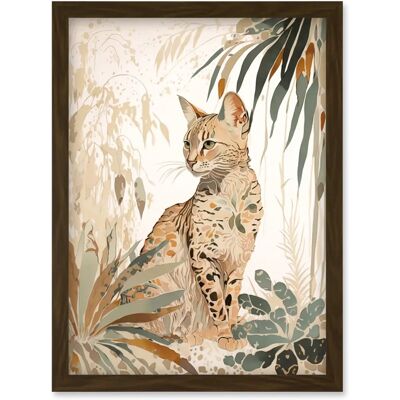 Artery8 - Savannah Cat Watercolour - A4 - Framed Wall Art Artery8 - Savannah Cat Watercolour - A4 - Framed Wall Art
