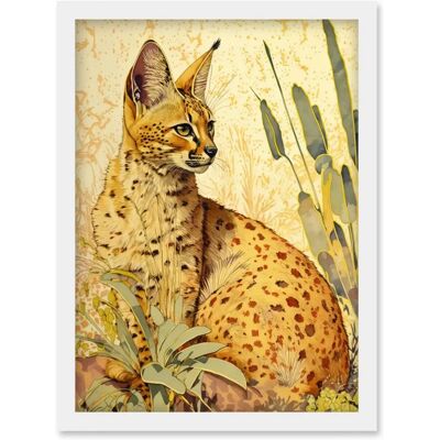 Artery8 - Serval Cat in Nature - A4 - Framed - Wall Art Print Artery8 - Serval Cat in Nature - A4 - Framed - Wall Art Print