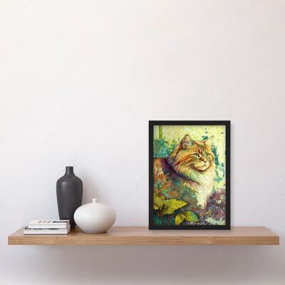 Artery8 - Siberian Cat in Nature - A4 - Black - Wall Art Print Artery8 - Siberian Cat in Nature - A4 - Black - Wall Art Print